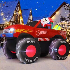 ⚡7.5 FT Christmas Inflatable Monster Truck Built-in LED Yard Outdoor Decoration